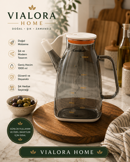 ✨ 1000 ml Cam Yağdanlık | Borosilikat Cam Yağlık | VIALORA HOME