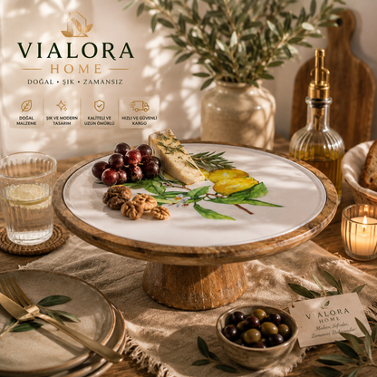 🍋 Limon Desenli Ahşap Ayaklı Sunumluk | VIALORA HOME