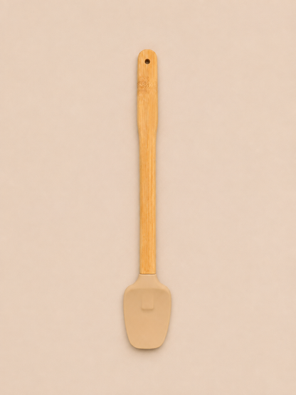 Vialora Home 5 Parça Mini Uzun Bambu Saplı Silikon Mutfak Gereçleri Seti | Spatula, Fırça ve Hamur Kazıyıcı