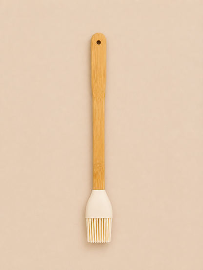 Vialora Home 5 Parça Mini Uzun Bambu Saplı Silikon Mutfak Gereçleri Seti | Spatula, Fırça ve Hamur Kazıyıcı