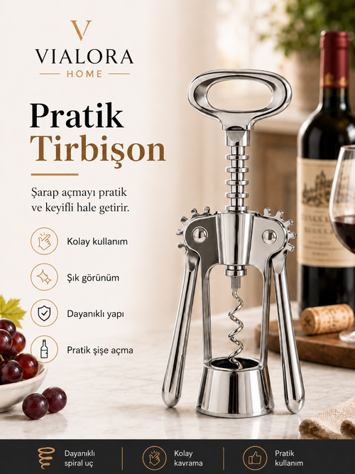 Vialora Home Çelik Tirbişon – Şişe Açacağı